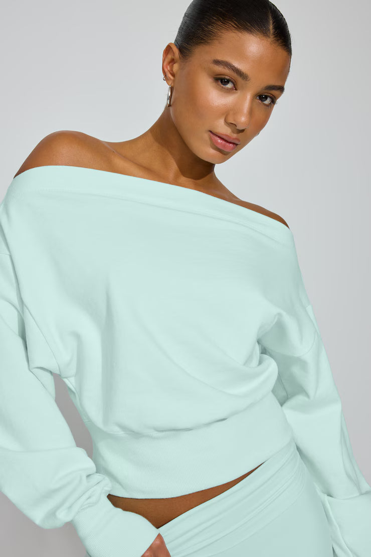 SoftTerry Rib Off Shoulder Sweater
