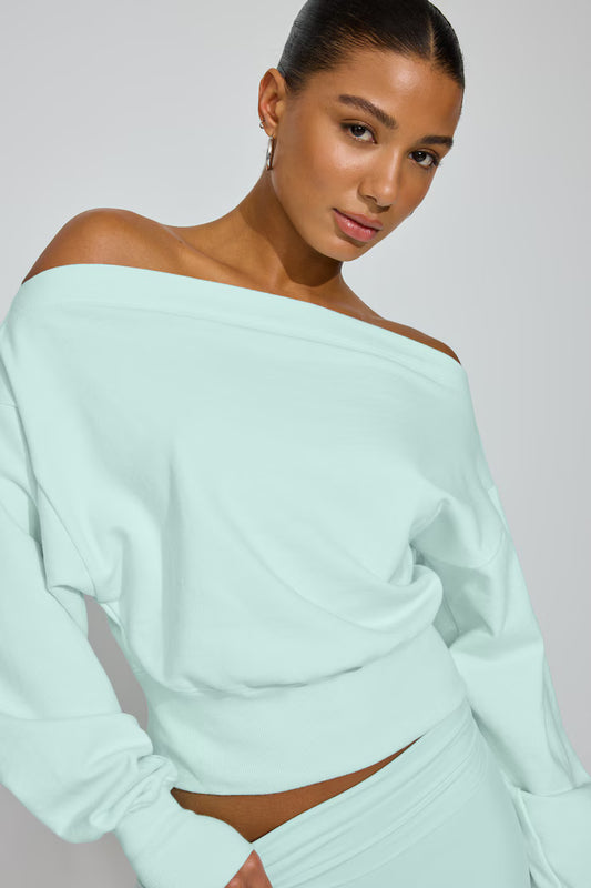SoftTerry Rib Off Shoulder Sweater