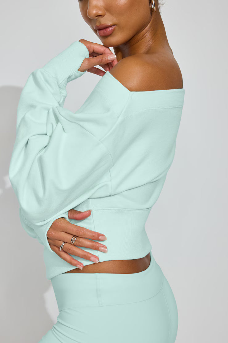 SoftTerry Rib Off Shoulder Sweater